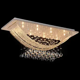 Discount4product 6 Light Crystal Chandelier for Living Room Ceiling Light A1 (W 8''XL 20''XH 10'', Warm White)(AC)