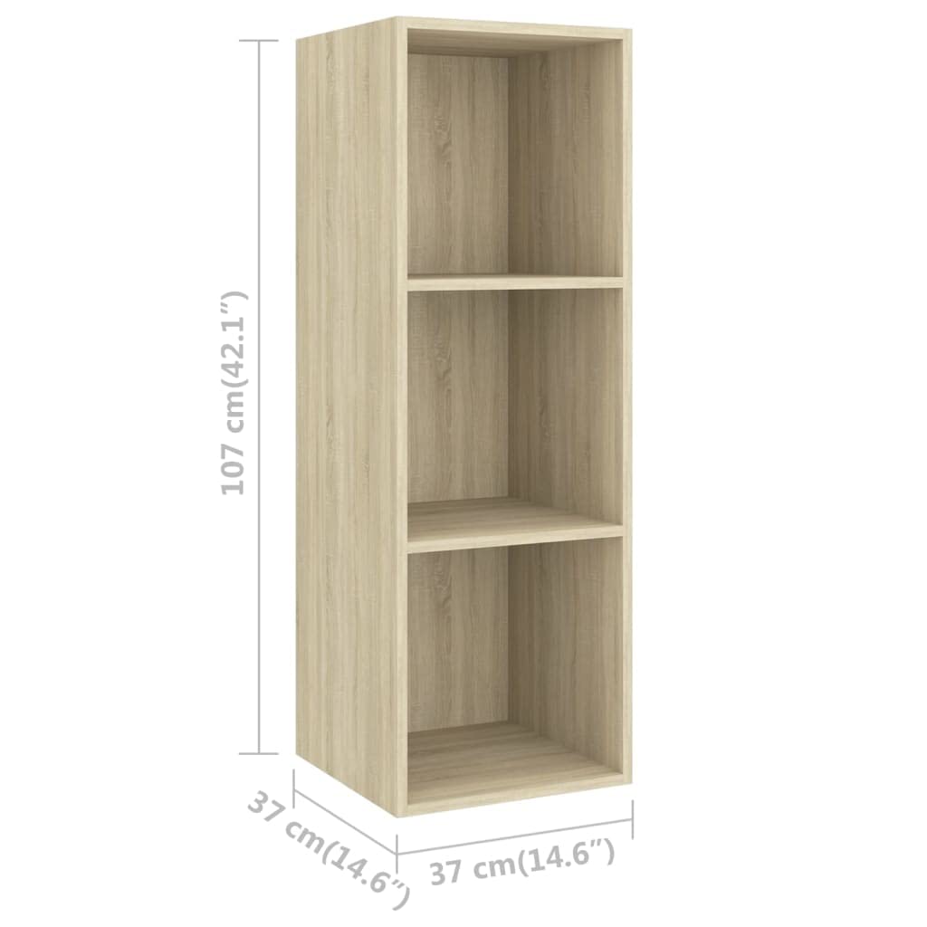 3-TLG. TV-Schrank-Set Sonoma-Eiche, Holzwerkstoff, Hängend, Modernes Media-Center, Viel Stauraum für Wohnzimmer, Schlafzimmer, 37x37x107 cm