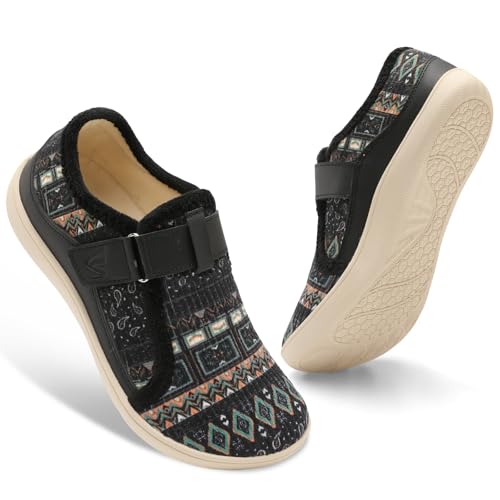 Image of Spesoul Wide Womens Slippers Adjustable House Shoes Indoor Outdoor Barefoot Slippers Cozy Walking Shoe Swollen Edema Diabetic Shoes