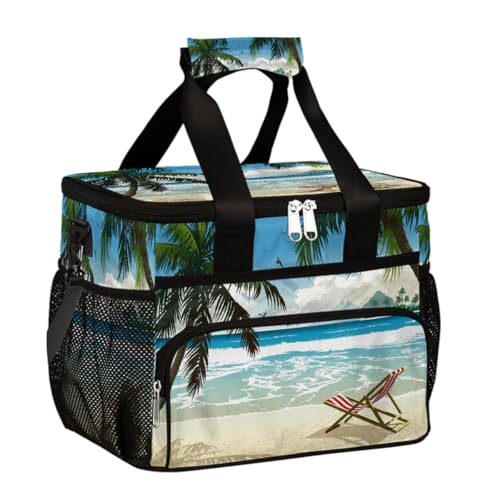 Mexpekil Lonchera térmica reutilizable a prueba de fugas para playa, palmera, picnic, lonchera para mujeres y hombres, trabajo, camping, oficina, 24 latas de 15 L