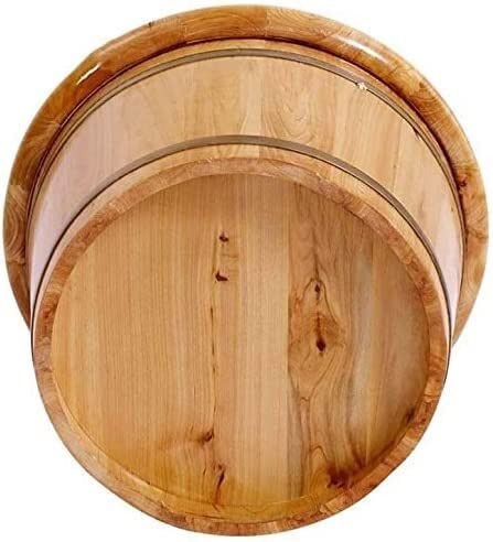 Tina para pies de madera maciza de ciprés con puntos de acupuntura - Tazón de masaje para pies con tapa y ruedas universales movibles miniatura 2