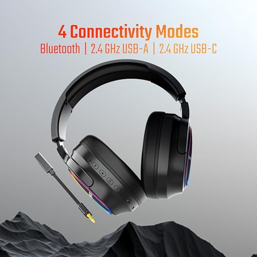 Image of acer Nitro Triple-Mode Gaming Headset | Bluetooth + 2.4GHz USB-C /USB-A Dongle + Wired | 50mm Drivers | 7.1 Virtual Surround | Running RGB | Low Latency <30ms | Flexible LED Mic | Windows /Android /iOS