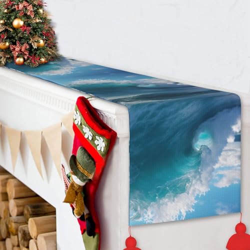 Chemin de table vagues de mer avec textile premium imprimé - 7