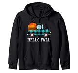 Camiseta Buffalo Plaid Pumpkin Truck Hello Fall Acción de Gracias Sudadera con Capucha