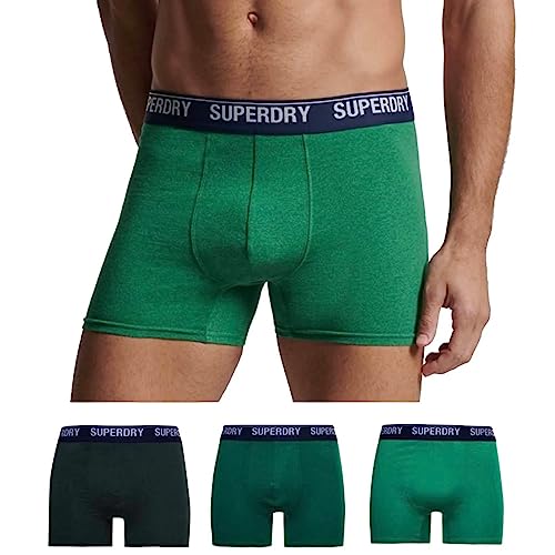 Superdry Mens Organic Cotton Boxer Multi Triple Pack, Triple Pack Enamel/Oregon/Bright Green Size M #TOP1
