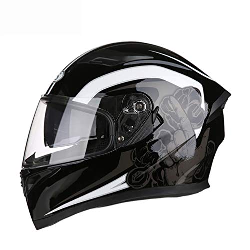 Qianliuk Hombre Mujer Bluetooth antifog Lente Moto Casco Full Face Moto Casco Four Seasons Seguridad Motocross Cascos Cap 53-63cm