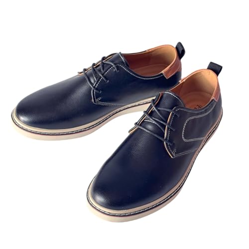 Image of Mens Derby Shoes Casual Lace Up Dress Shoes Lightweight Synthetic Leather Work Shoes with Non Slip Rubber Sole