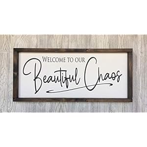Farmhousehandmadeframedwoodensignwelcometoourbeautifulchaos Urban Country Home Decor Farmhouse handmade framed wooden sign welcome to our beautiful chaos urban country home decor