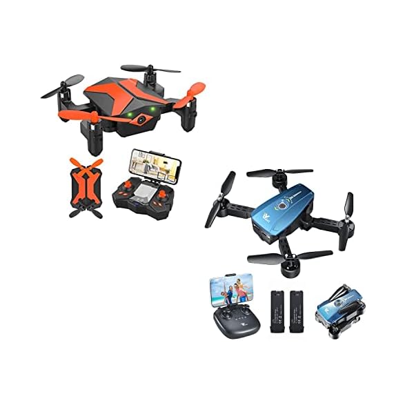 Mini and Large Camera Drones: ATTOP X-PACK 3 Blue and X-PACK 2 Green