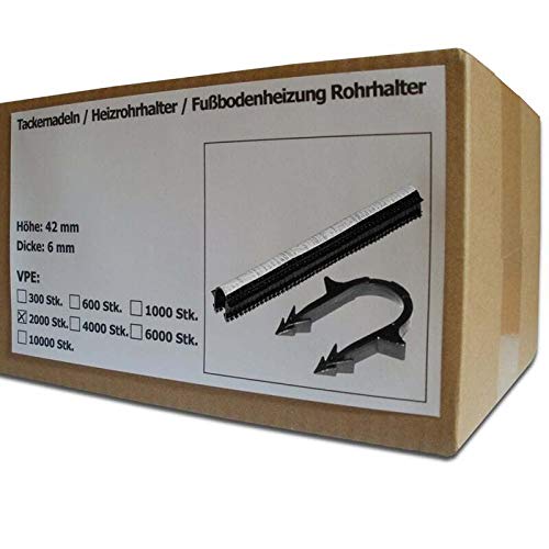 2000 Stück SANPRO Tackernadeln - Heizrohrhalter - Fußbodenheizung Rohrhalter Cover