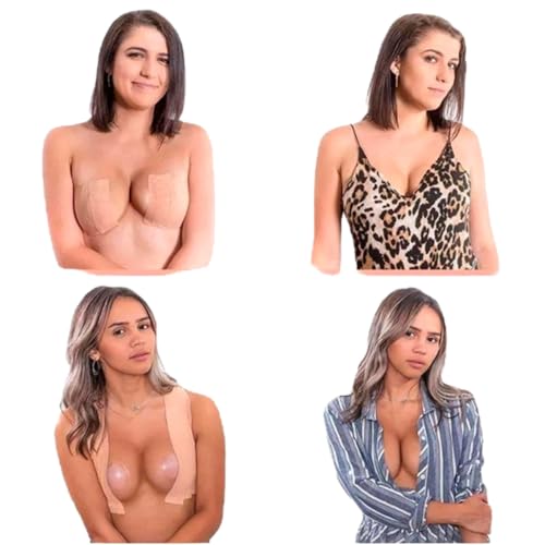 Fita Adesiva Modeladora Corporal, Sutiã Invisível Push Up, Levanta Peito, Cor Bege