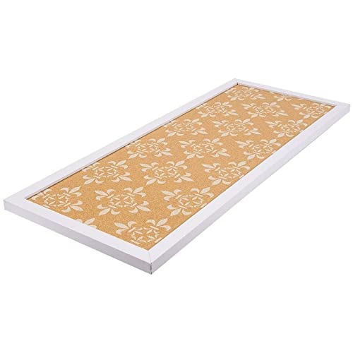 Long Decorative Cork Board For Walls, White Framed Tack Bulletin Board With Floral Print For Bedroom, Dorm Room (10 X 24 In) #TOP7