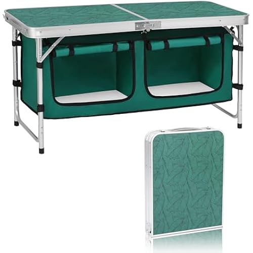 Camp Field Camping Folding Aluminum Table with Adjustable Legs for Outdoor Travel Beach, Backyards, BBQ, Party and Picnic Foldable Table