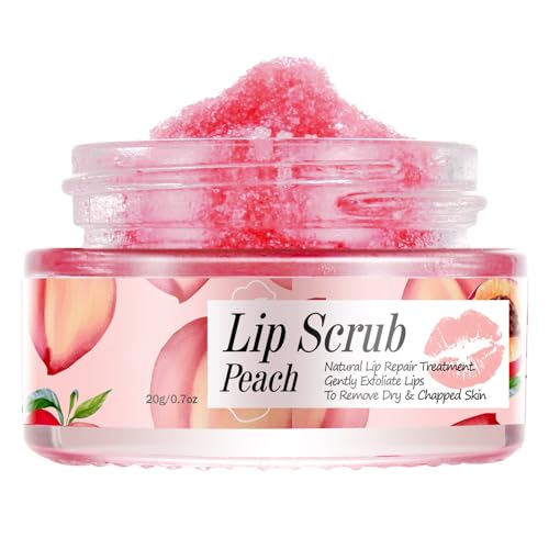 Lip Scrub For Dark Lips, Peach Lip Scrub Exfoliator - Gentle Lip Exfoliator For Smooth & Brighter Lips, Lip Lightening For Dark Lips, Preppy Skincare Lip Moisturizer For Dry Lips And Chapped Lip Care