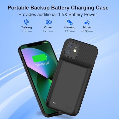 Funda batería de 10000 mAh para iPhone 13 y 14 con salvapantallas de alta resistencia 6