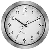 Youshiko Radio Controlled Wall Clock (Official UK & Ireland Version), Premium Quality, Silver, Aluminium Case 30cm, / 12-Inch Diameter, Home/Kitchen/Office/School Clock, Easy to Read