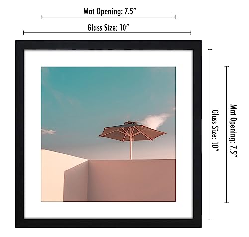 Americanflat 10X10 Picture Frame In Black - Thin Border 8X8 Picture Frame With Mat Or 10X10 Frame Without Mat - Shatter Resistant Glass - Horizontal And Vertical Formats For Wall And Tabletop #TOP1