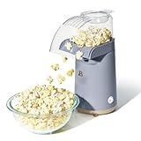 Beautiful Hot Air Popcorn Maker by Drew Barrymore - 16 Cups, Oil-Free, Cyclonic Air Flow, Easy One-Touch, Butter Melting Tray, Dishwasher Safe, Modern Kitchen Appliance (Cornflower Blue)