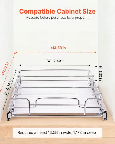 Image of VEVOR Pull Out Cabinet Organizer 12.4 inch W x 16.54 inch D Steel Slide Out Drawers