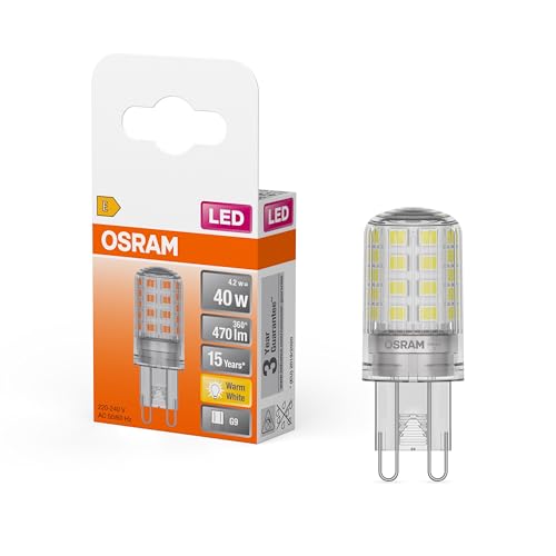 OSRAM LED Pin Lampe mit G9 Sockel, Warmweiss (2700K), 4.2W, Ersatz für herkömmliche 40W-Lampe