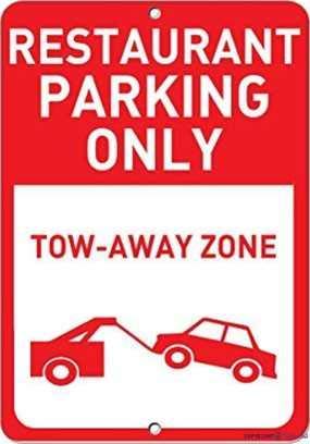 Indication warning sign Restaurant Parking Only Tow Away Zone Parking Wall Art Outdoor Indoor 12x8 Inches New Aluminum Metal tin sign