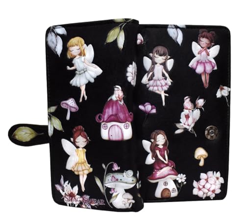 Grand portefeuille noir fille similicuir vegan Shag Wear large 17,8cm