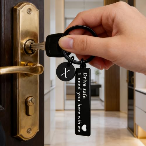 Image of drive safe keychain for him key rings for her men boyfriend