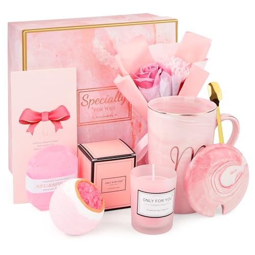 Set Regalo de Cumpleaños para Mujer Taza Cerámica Rosa de 350 ml Bougie Aromática Bombas de Baño y Jabón Artesanal Regalo Original para Amigas, Novia Hermanas y Mamá Set Regalo de Cumpleaños para Mujer Taza Cerámica Rosa de 350 ml Bougie Aromática Bombas de Baño y Jabón Artesanal Regalo Original para Amigas, Novia Hermanas y Mamá