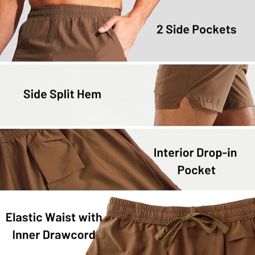 Image of MIER Men's Workout Running Shorts Lightweight Active 5 Inches Shorts with Pockets, Quick Dry, Breathable