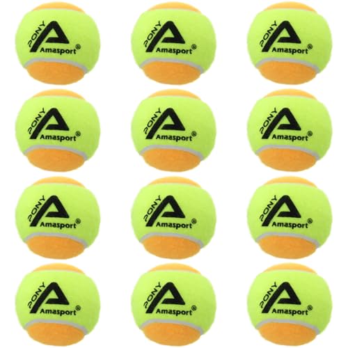 AMA SPORT Orange Tennis Balls for - 50% Low Compression Stage 2 - Tennis Balls for Beginners Youth Training Practicing Ball (12 Pack)