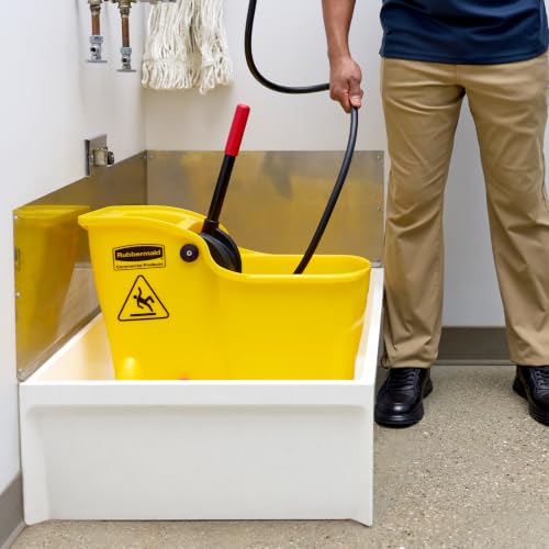 Image of Rubbermaid Commercial 31 Quart Tandem Mop Bucket with Wringer and Drain | Commercial Rolling Mop Bucket, Wringer, Drain, Commercial Cleaning Supplies, 31 Quart Capacity