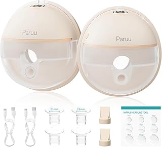 Paruu P16 Wearable Breast Pump, Hands-Free Portable Electric Breast Pump with 4 Modes & 12 Suction Levels, 309mmHg Max Powerful Suction, 19/21/24mm Flange Inserts, Wireless Breastfeeding Pump, 2 Pack