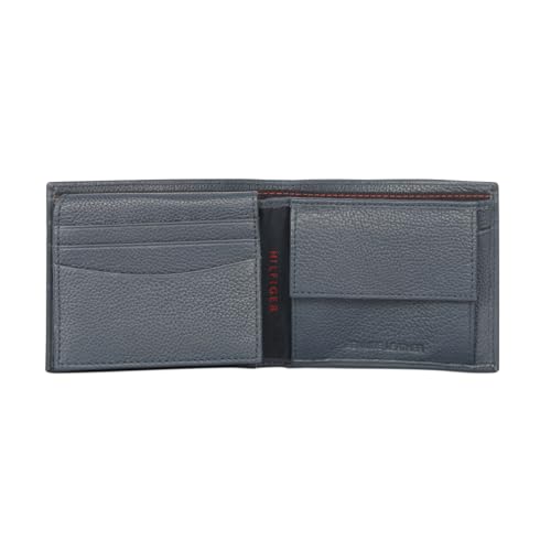 Image of Tommy Hilfiger Nixon Leather Multicard Coin Wallet for Men - Navy, 6 Card Slots