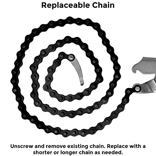 Strong Hand Tools, Locking Chain Pliers, Removable 48″ Chain, Holds Up to 14" Diameter Pipes, Unique Easy Open Crank Handle, Quick Release Trigger, PFC1048