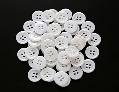 GANSSIA 5/8 Inch (15mm) White Color Buttons Sewing Resin Flatback 15mm Buttons with 4 Holes Pack of 160 Pcs
