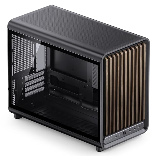 Image of JONSBO D33 Wood Black Micro ATX PC Case,High Airflow MATX case with Tempered Glass Panel,9 Fan Positions,High Compatibility,Supports MATX BTF MB, 435mm GPU /360AIO /172mm Air Cooler,ATX /SFX PSU,Wood