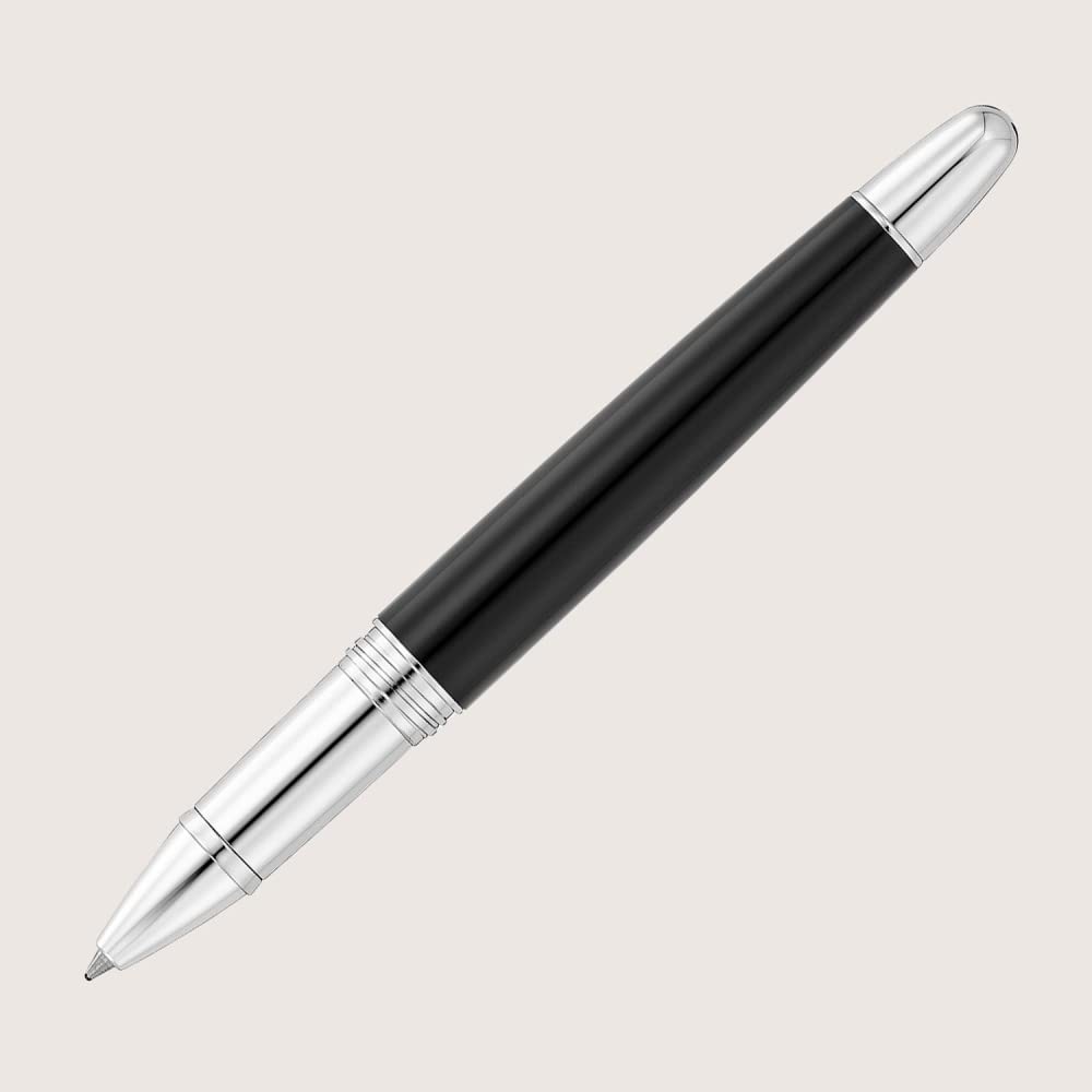 PRECIEUX Rollerball Lack Schwarz Silber hochglanzpoliert mit Linien-Design