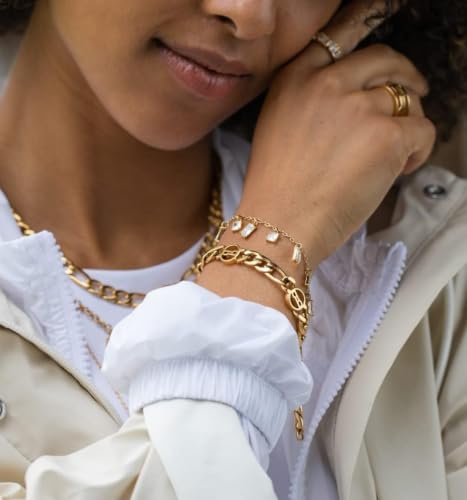 Purelei Premium Armband (Gold), Damen Armband aus langlebigem Edelstahl, Wasserfester Schmuck mit Anhänger, Länge verstellbar 17-20 cm – Ansicht 3