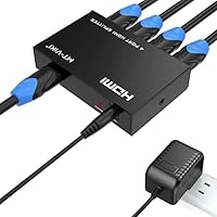 MT-VIKI 4K HDMI Splitter 1 in 4 Out Gleichzeitig 4 Monitore Mirror HDMI Verteiler 1x4 Unterstützt 4K HD Monitore HDCP1.4 mit DC-Stromversorgung 30m Langstreckenübertragung