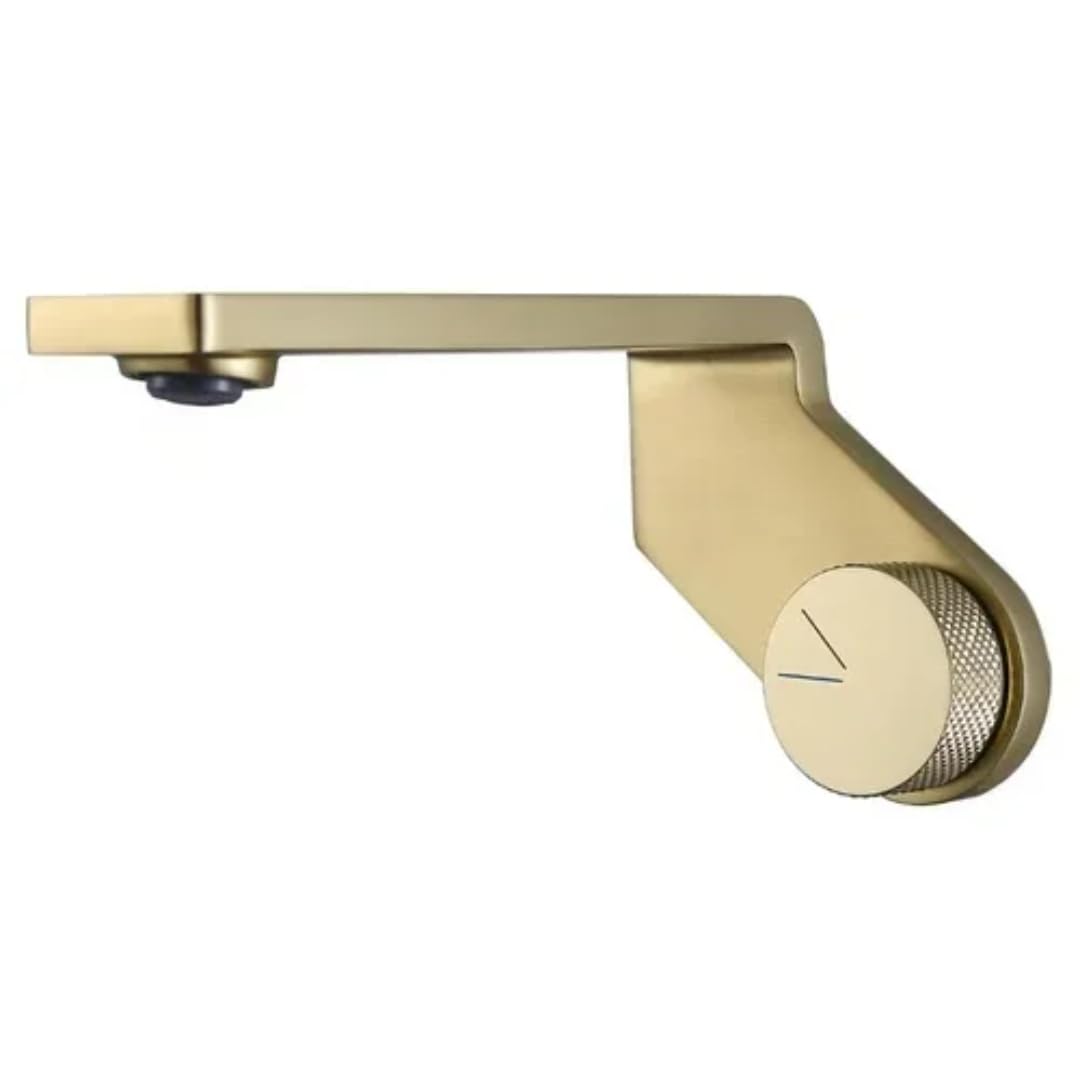 Grifo de lavabo de latón montado en la pared con acabado oro cepillado premium