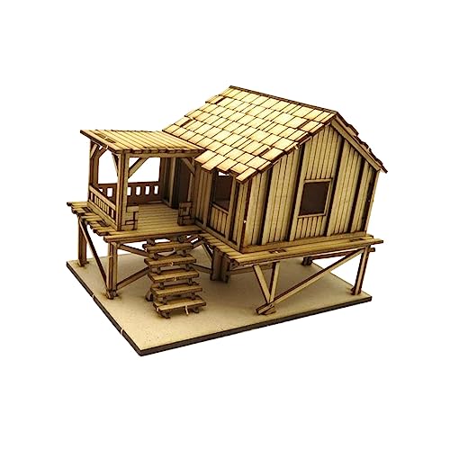 Oshhni Maison en Bois, Cabane en Bois 1/72, Scène Architecturale, Assemblage DIY Modèle Jouet pour Table de Sable Diorama Micro Paysage Décoration, Style un