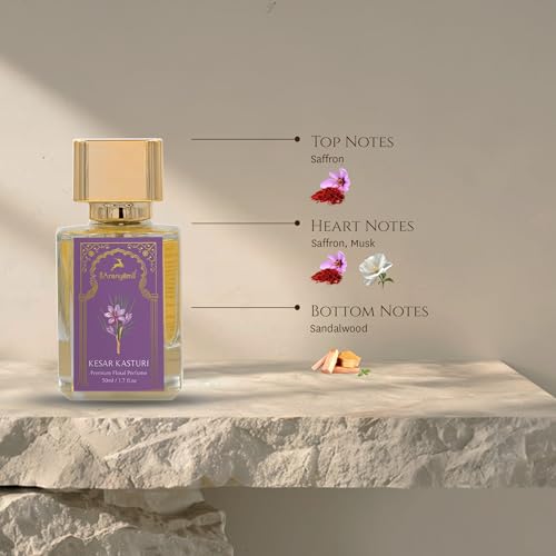 Image of Aranyam Perfumes Keshar Kasturi Premium Natural Floral Perfume 50ml Officer Wear Eau De Parfum Long Lasting Fragrance Perfume for Men Anniversary Birthday Gifts for Casual Party