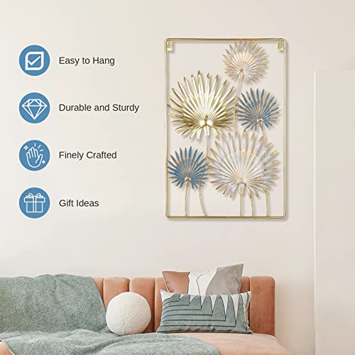 Modern Gold Metal Leaf Wall Decor- 2 Pack Metal Wall Art Hanging Decor Minimalist Art Home Decor Wall Sculpture Accent Gold Home Wall Decorations For Bedroom Bathroom Office #TOP2
