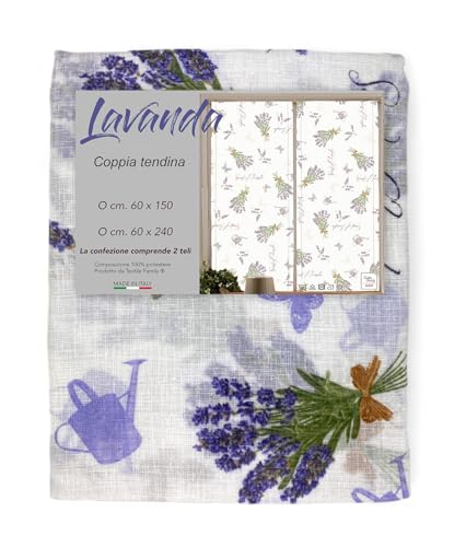 Tex family Coppia TENDINA a vetro LAVANDA larga cm. 60 da Finestra e da Porta - COPPIA (2 TELI) CM. 60X240