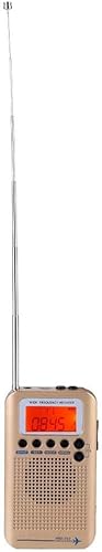 Miniatura 9 de Escáneres de receptor de radio de banda múltiple, de mano, bandas de frecuencia: AIR FM AM CB SW VHF Batería recargable Radio de viaje portátil Oro