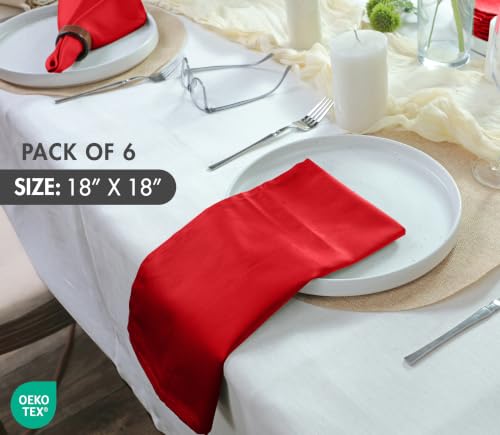 Image of Ruvanti Cloth Napkins Set of 6, Cotton Enrich 18 inchx18 inch - Red | Washable, Soft, Durable & Absorbent Everyday Napkins. For Home, hotel, Wedding Napkins, Thanksgiving, Christmas Dinner Napkin