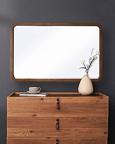 TinyTimes 22"×35" Large Wall Mirror, Rectangular Wood Framed Mirror, Rounded Corner, Home Decor