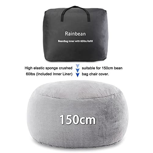 Rainbean Bean Bag Chair Filler, 60Lb Filling Shredded Memory Foam With Inner Liner,Easy To Install And Remove,High Elastic Density - Safe And Healthy,Fits 150Cm Giant Bean Bag Cover. (60Lb/27Kg) #TOP2