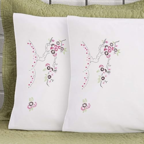 Herrschners Morgan Pillowcase Pair Stamped Embroidery