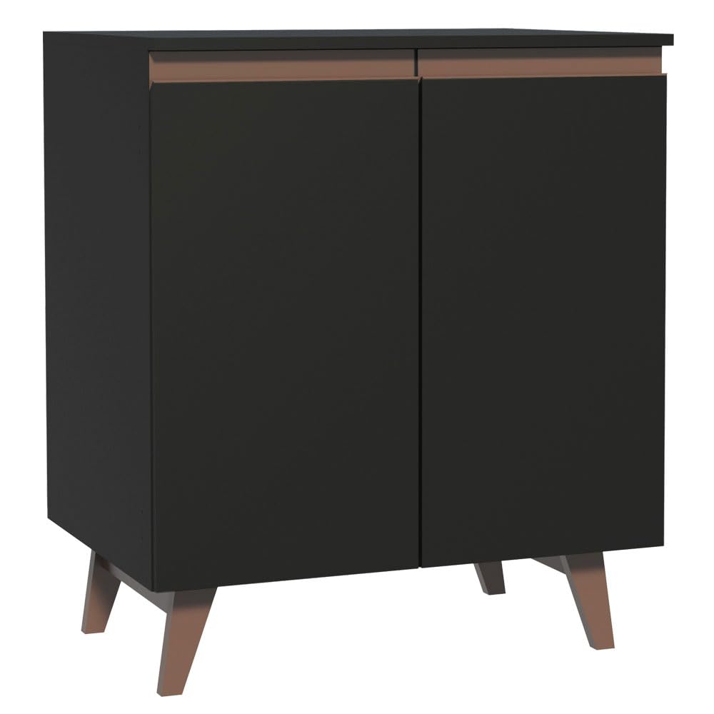 MADESA Coffee Table Sideboard with 2 Doors for Kitchen, Wood, 70 W x 83 H x 52 D Cm - Black